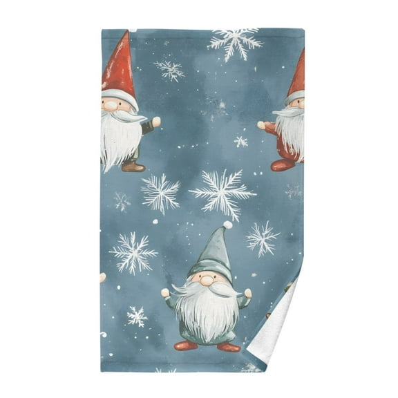 Christmas Gnomes and Snowflakes Cotton Face Towel Soft Hand Towel Absorbent Bathroom Towel for Kitchen Hotel