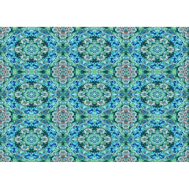 Ahgly Company Machine Washable Indoor Rectangle Transitional Turquoise Green Area Rugs, 3' x 5'