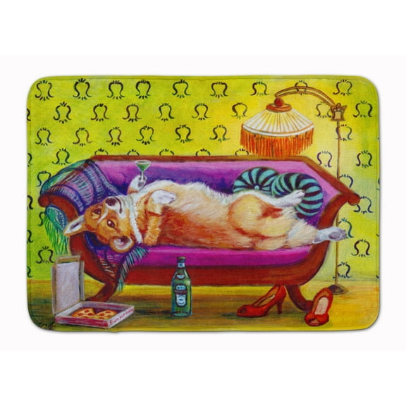 Carolines Treasures 7406RUG Corgi Home Alone Machine Washable Memory Foam Mat 19 X 27" multicolor