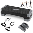 thumbnail image 1 of Gymax 3-in-1 Aerobic Step Platform SetAdjustable Workout Stepper Surface for HomeGym Gray & Black, 1 of 9