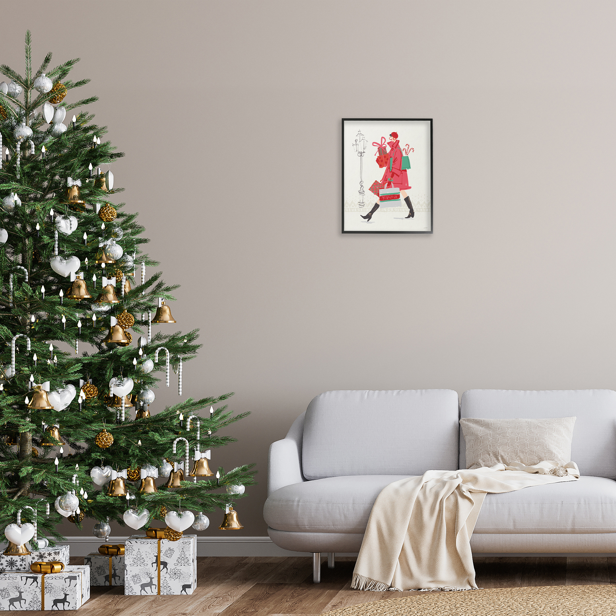 Stupell Industries Trendy Festive Fashion Holiday Painting Black Framed Art Prints Wall Art, 16 x 20