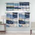 thumbnail image 5 of Abstract Collage Art Curtain Valances Set Retro Blue Oil Painting Texture Kitchen Curtains 36&nbsp;inch Length Rod Pocket Valance and Tiers 3 Piece Set Small Bedroom Bathroom Laundry Decor, 5 of 9