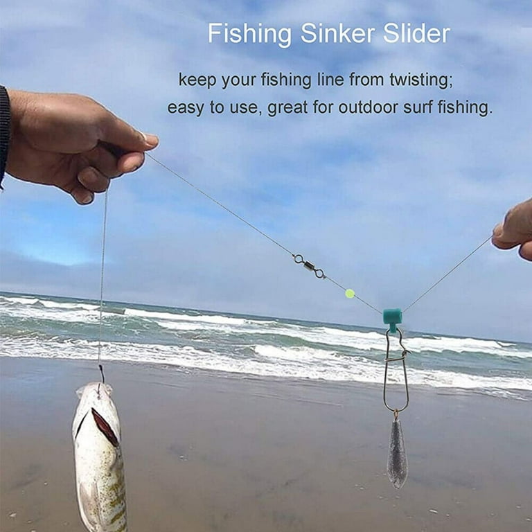 WSYW 100pcs Fishing Sinker Slide Stainless Steel Heavy Duty Fish Line  Finder Slider Green 