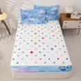thumbnail image 4 of Manfei Cute Kitten Paw Zipper Twin Comforter Sets with Fitted Sheet and 2 Pillowcases, Dreamy Cloud Galaxy Zipper Bedding Set, Blue Purple, Polkadot Reversible, 4 Pieces, 4 of 7