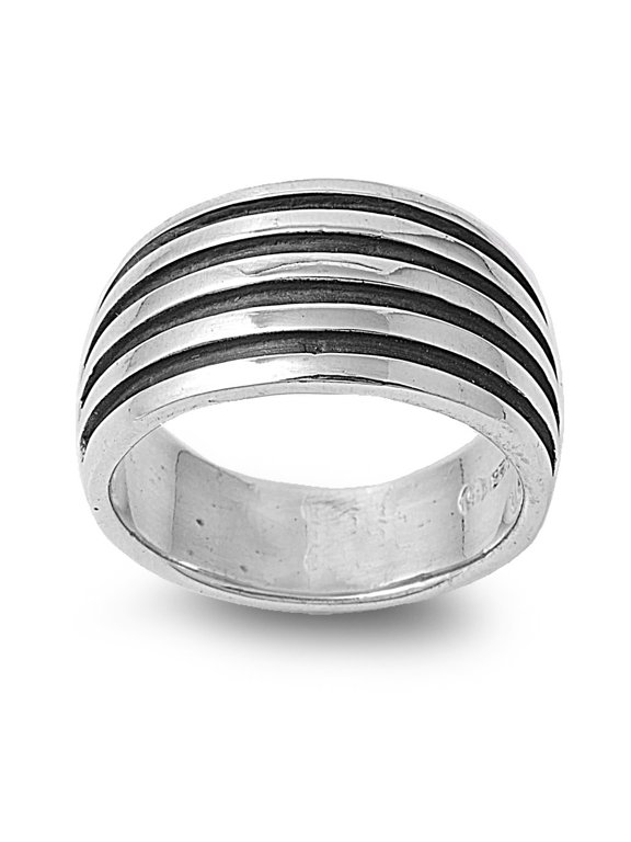 925 Sterling Silver Quad Pin Striped Ring Size 10