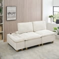 thumbnail image 3 of Modern Minimalist Flannel Sofa 74-inch with Storage & Cup Holders, 3 of 8
