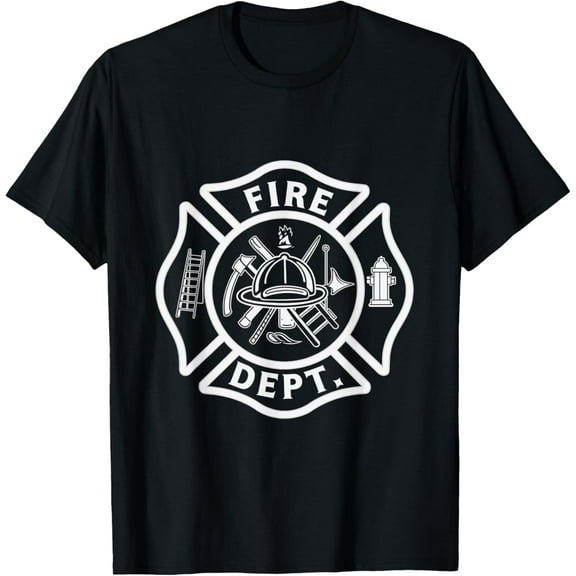 Fire Department Logo Firefighter Gear Fireman Badge T-Shirt