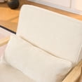 thumbnail image 6 of Newest 30" Mid-Century Modern Armchair,Beige Grey Fabric with Lumbar Pillow & Solid Wood Armrests for Living Room & Office, 6 of 13