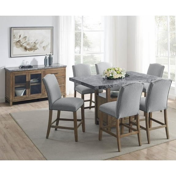 Grayson Gray Marble Counter 8-Piece Dining Set