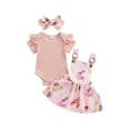 thumbnail image 2 of Musuos Baby Girl Summer Skirt Set 0-18 Months Solid Color Ribbed Knit Rompers Suspender Skirts Headband 3Pcs Cute Clothes Set, 2 of 10