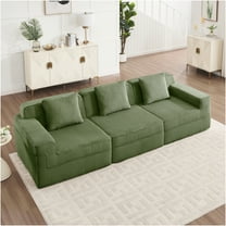 JERFIT 3-Piece Modular Sofa Set with Pillows, Ultra Soft Corduroy Fabric, Deep Seated Cloud Couch, No Assembly Required, Modern Sectional for Living Room, Green