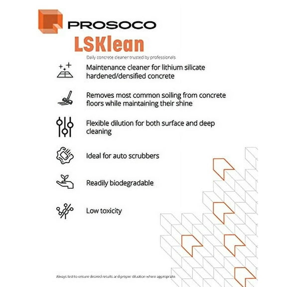 Prosoco LSKlean | Maintenance cleaner for lithium silicate hardened/densified concrete - Trusted by Professionals (1-Gallon)