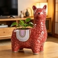 thumbnail image 5 of 6 inch Cute Alpaca Flower Pots, Animal Decorative Ceramic Planters for Indoor Gardens and Cacti, Colorful Office and Home Decor for Living Room,Kitchen, or Desk, 5 of 7