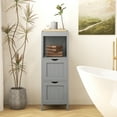 thumbnail image 2 of Giantex Narrow Storage Bathroom Cabinet, Freestanding Floor Cabinet w/2 Removable Drawers, Grey, 2 of 8