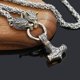 thumbnail image 3 of Men Wolf Head Necklace Norse Jewelry Amulet Thor's Hammer Pendant Necklace, 3 of 3