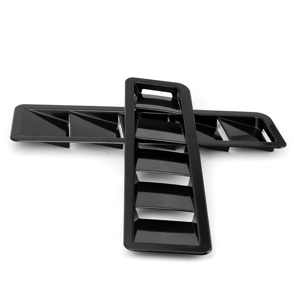 2pcs Universal Car Hood Vent Louver Cooling Panel Trim Black ABS