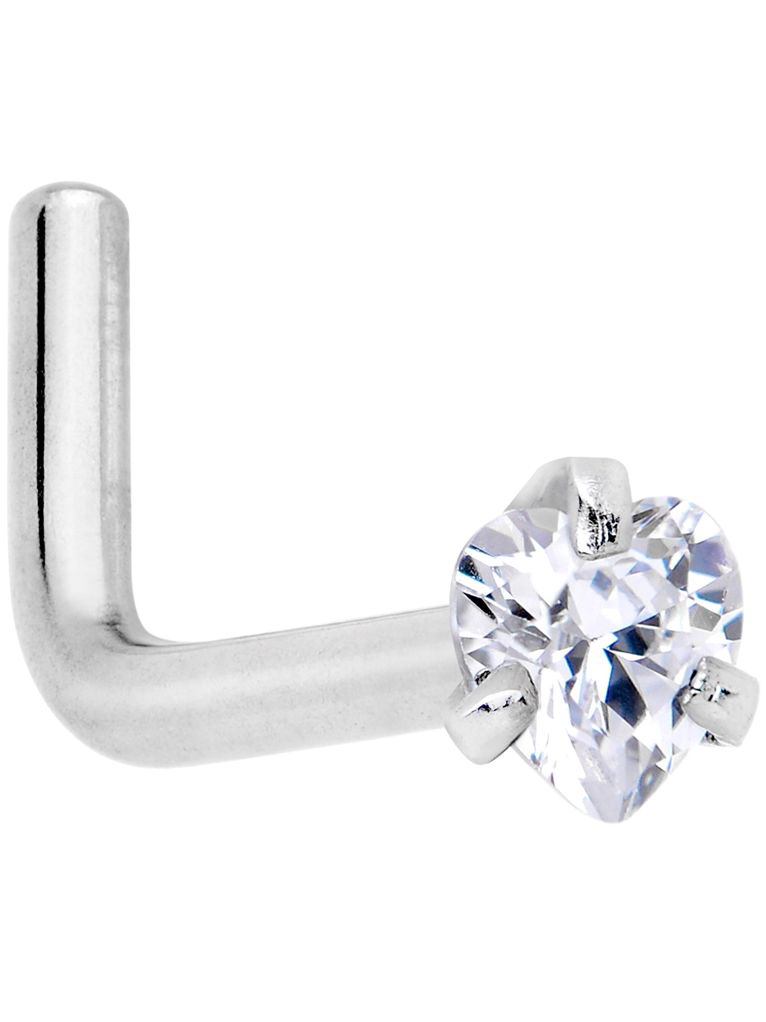 Body Candy 18G 6mm Womens Grade 23 Titanium 3mm Clear Heart Accent L