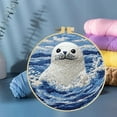 thumbnail image 6 of Punch Needle Kits Seal in Blue Sea Embroidery Starter Set with Hoop Easy for Beginners DIY Stress Relief Handmade Craft Hobby and Home Decor 20x20cm-7, 6 of 8