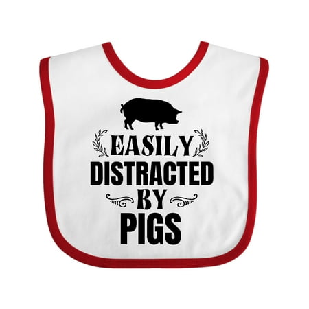 

Inktastic Easily Distracted by Pigs Gift Baby Boy or Baby Girl Bib
