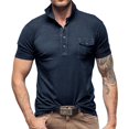 thumbnail image 2 of JLFKNG Summer Polo Shirts For Men Short Sleeve Polo Shirts For Men Classic Solid Color Casual Buttons Up Loose Fit Cotton Shirt Tops With Pockets Comfy Mens Clothes, 2 of 7