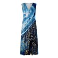 thumbnail image 4 of Robes d'Été pour Femmes, Jolies Robes Décontractées à Fleurs à Col en V Sans Manches, Robes Maxi, Robes Fluides pour Femmes, 4 of 6