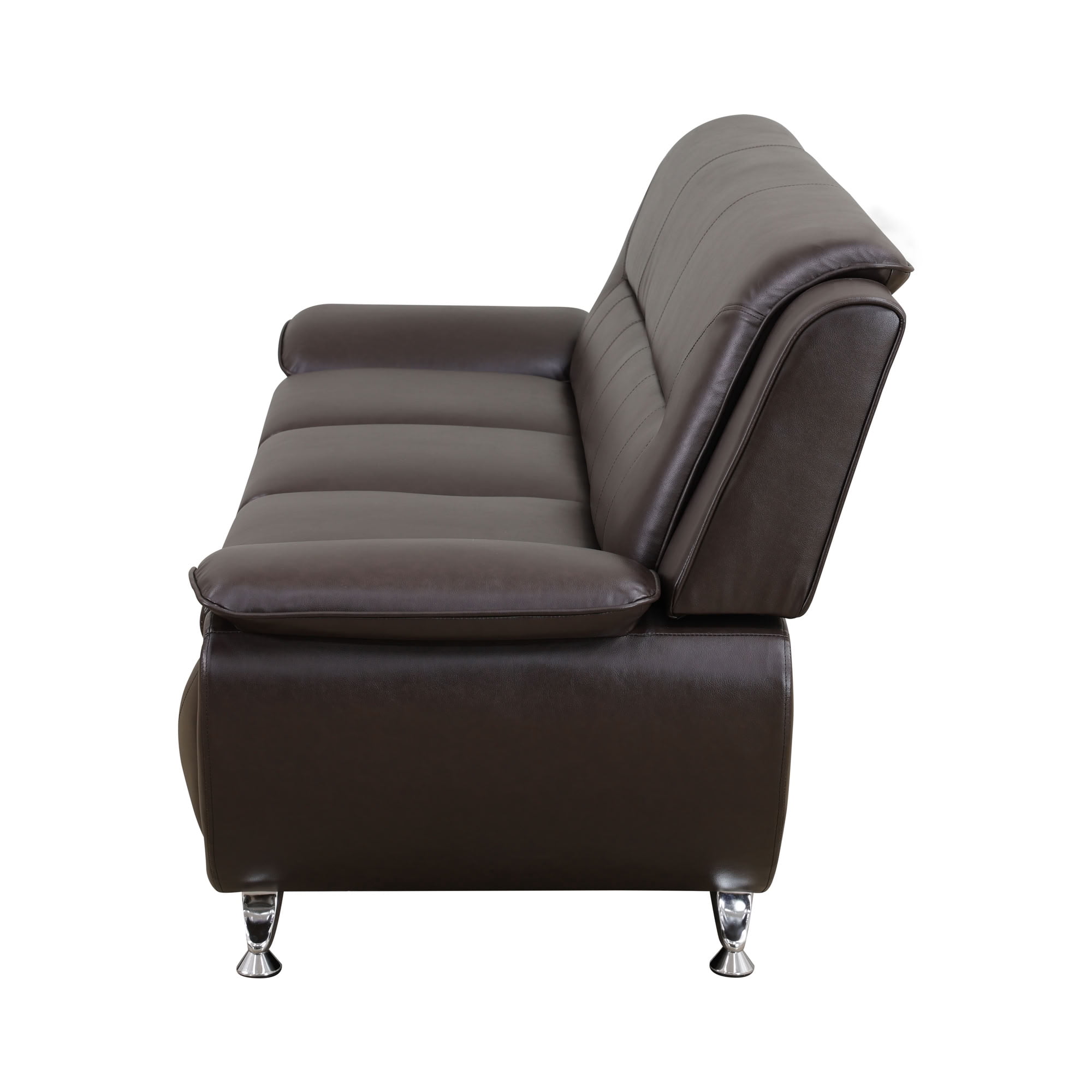 MAYEERTY Breathable Leather 3-Seater Sofa, Anti-Insect Solid Wood Frame Living Room Sofa, Brown