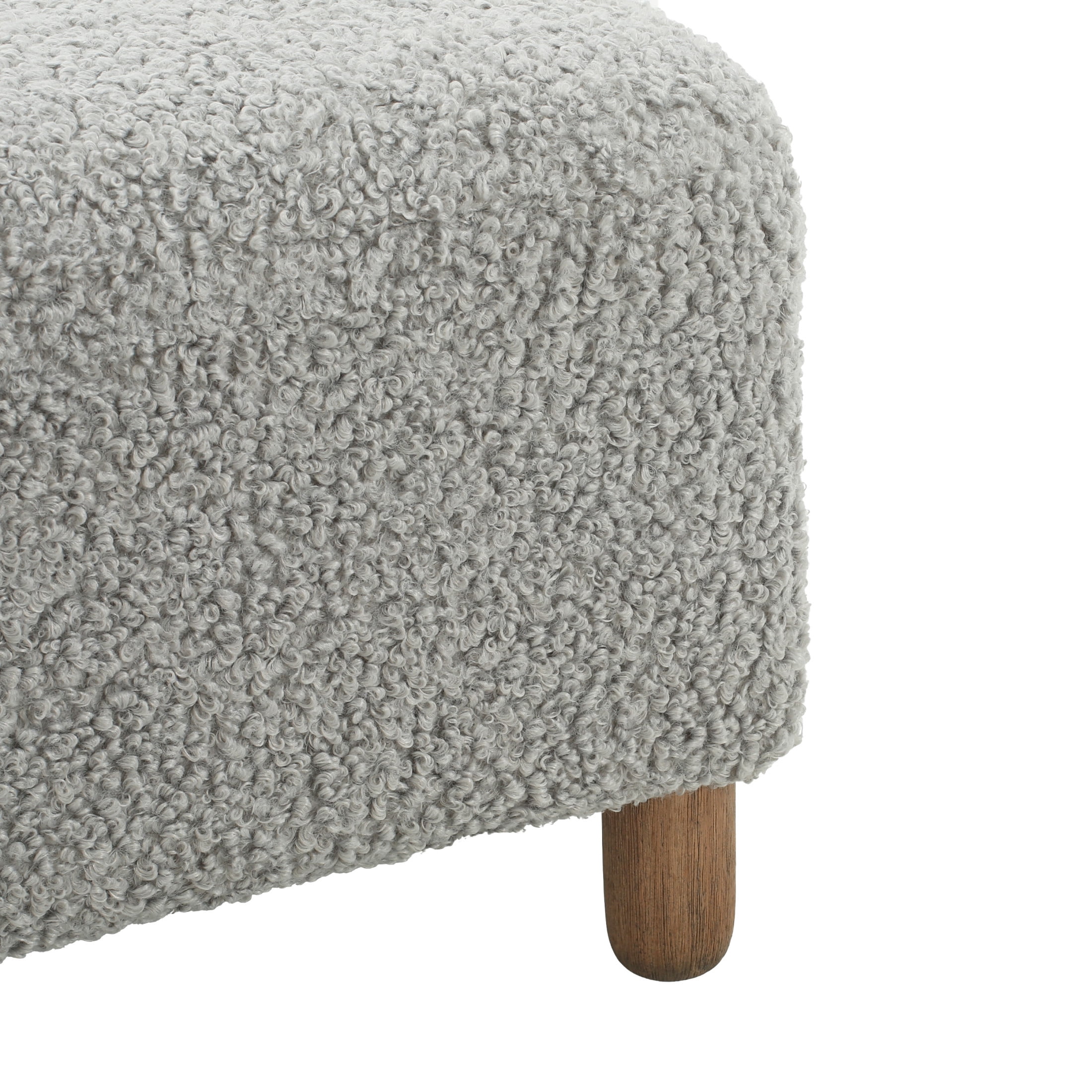 Ryder Modern Upholstered Rectangular Ottoman with Foam Cushion & Solid Wood Legs, Grey