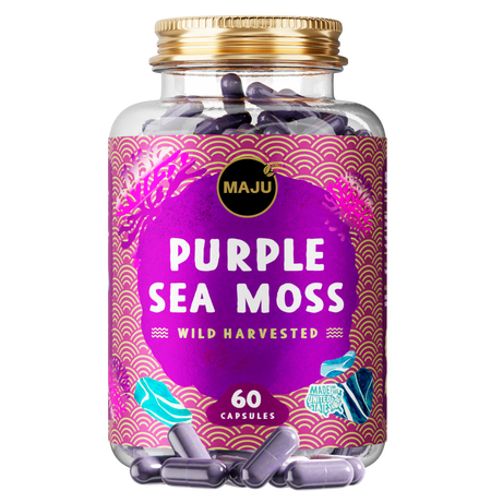 Maju Superfoods Purple Sea Moss Mineral Supplement Immune, Bone & Joint Support 60 Count 60 Capsules