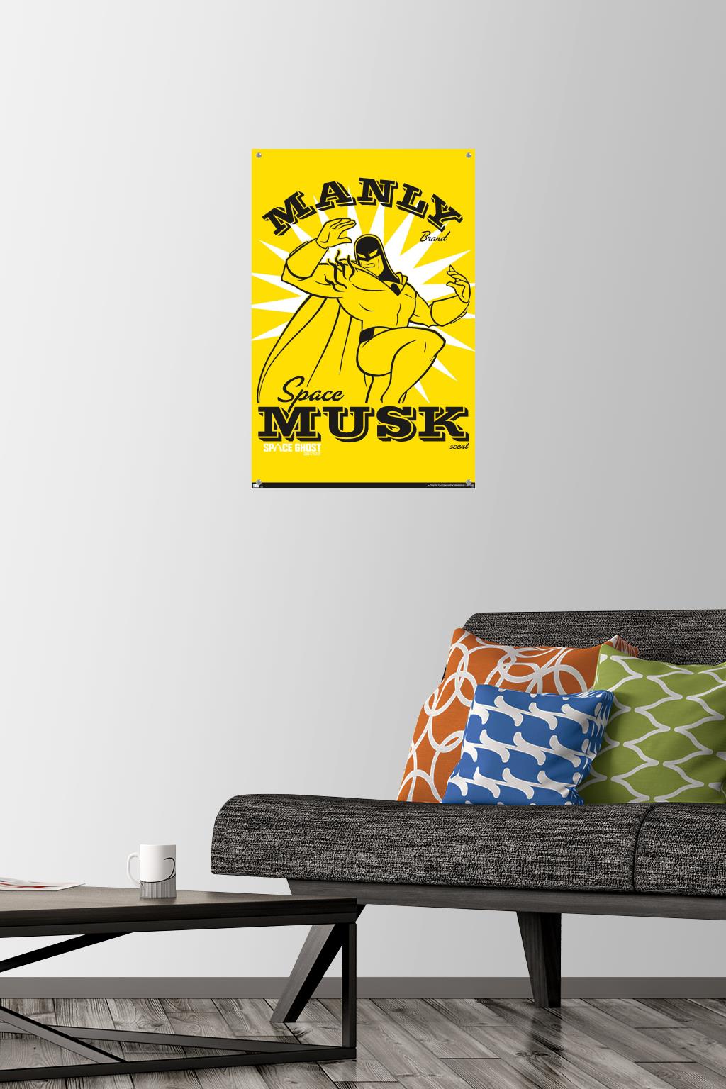 Space Ghost Coast to Coast - Manly Space Musk Wall Poster with Pushpins, 14.725" x 22.375"