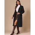thumbnail image 4 of DARING DIVA Women's Long Faux Suede Fall Winter Trench Coat with Pockets L Black, 4 of 6