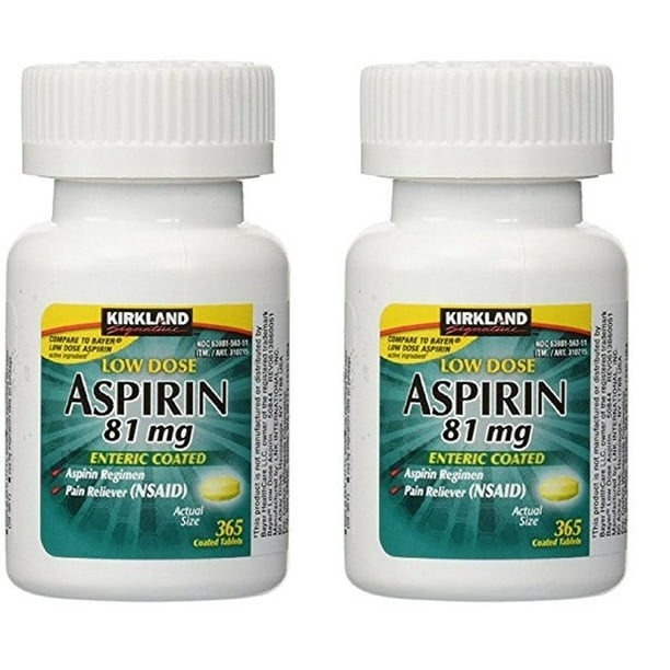 Kirkland Signature Low Dose Aspirin, 2 bottles 365Count Enteric