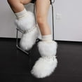 thumbnail image 6 of Women's Faux fur Boot Furry Fluffy Comfortable Mid-Calf Boots Round Toe Warm Fur Lined Snow Boots Y2K Outdoor Rave Outdoor Fashion Boots Punk Style With Built In Height Furry Boots, 6 of 8