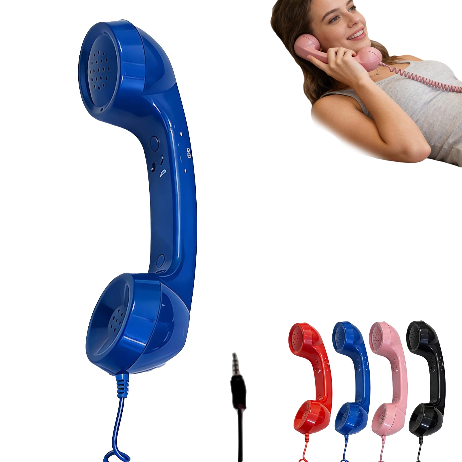 Vintage Retro Handset for Cell Phone, High Sensitivity Mic Wired Receiver with Flexible Coiled Cord, Noise Reduction Meeting Telephone Handle Compatible with iPhone 17 Series,Tablet