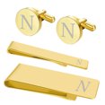 thumbnail image 1 of BodyJ4You 4PC Cufflinks Tie Bar Money Clip Button Shirt Personalized Initials Letter N Gift Set, 1 of 6