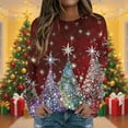 thumbnail image 2 of Womens Christmas Tree Outfits Graphic Pullovers Christmas Printed Shirts Shining Star Sweatshirt Santa Claus Garments Festival Fashion Blouses Clothing, 2 of 5