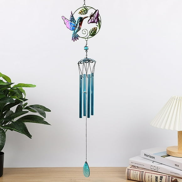 Sunjoy Tech Wind Chime Glass Paintings Iron Art Kingfisher Handmade Easy to Hang Wind Chime Pendant Door Decoration for Home