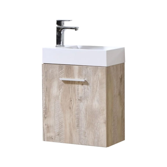 Kubebath Bliss 18" Nature Wood Wall Mount Modern Bathroom Vanity