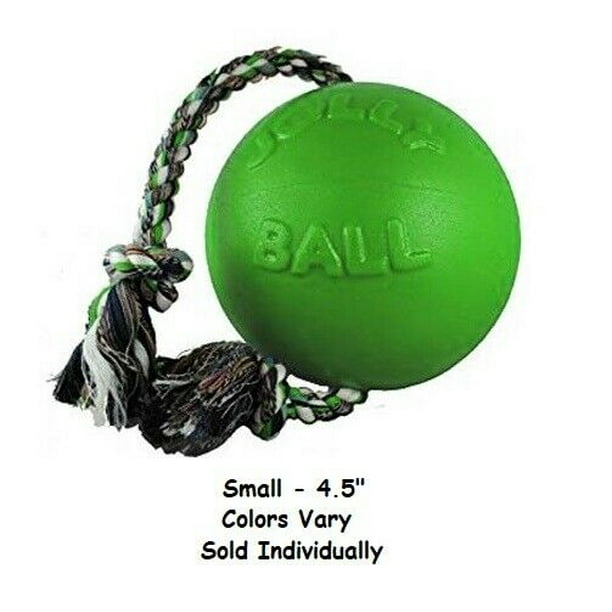 Jolly Ball RompNRoll Dog Toys Rope Floating Water Tug Colors Vary Choose Size (Small 4.5