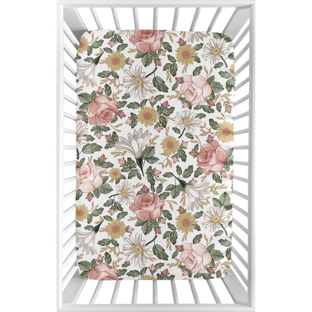 Vintage Floral Boho Girl Fitted Mini Crib Sheet Baby ...