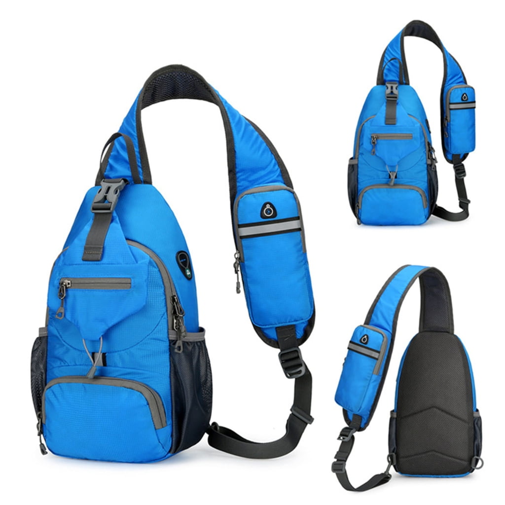 FENOHREFE Mans Large Chest Pocket Sling Bag Backpacks Nylon Crossbody Bag Casual Daypacks Outdoor Shoulder Backpacks Chest Bag