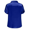 thumbnail image 5 of dazeni Women's Elegant Cowl Neck Satin Shirts Smooth Short Sleeve Lapel Business Blouses Casual Office Work Dressy Tops Blue XX-Large, 5 of 8