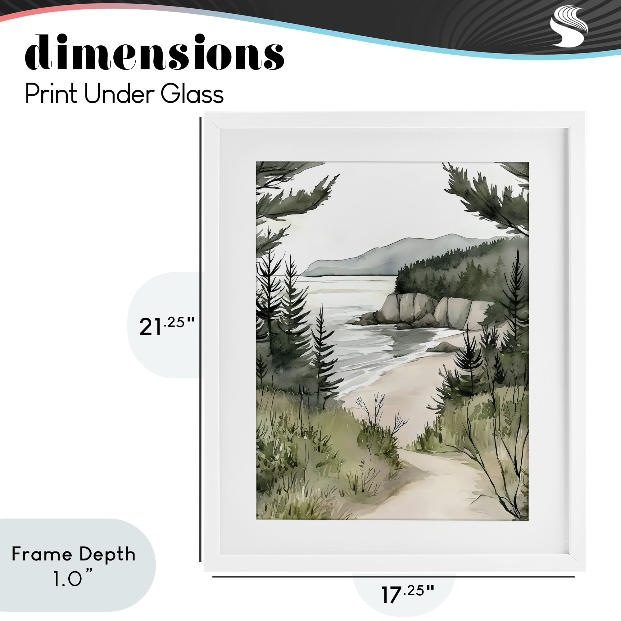 Stupell Industries Coastal Calm Winding Path White Framed Print Under Glass, design by Riley B