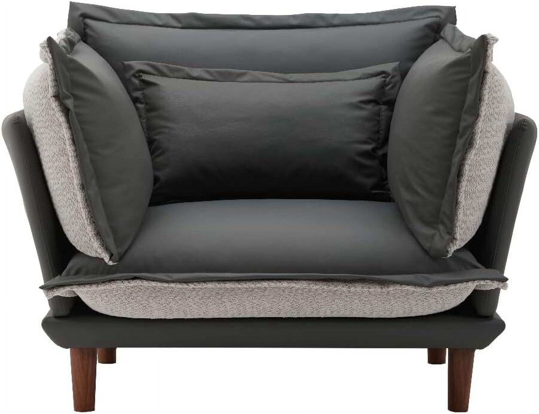AENKYO Oversized Chenille Accent Chair, Modern Armchair, Soft Upholstered Sofa Chair for Living Room or Bedroom, Dark Gray