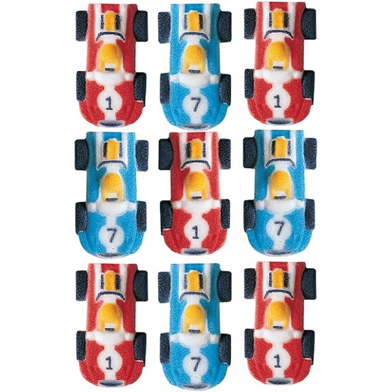 24pk Mini Race Cars 2" Edible Sugar Decoration Toppers for Cakes Cupcakes Cake  Pops w. Edible Sparkle Flakes & Decorating Stickers - Walmart.com