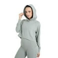 thumbnail image 4 of YITTY Active Women's UltraLuxe Cropped Hoodie – Soft Long Sleeve Sweatshirt, Lightweight (Activewear & Loungewear), Sage Grey, S, 4 of 8