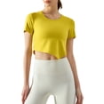 thumbnail image 2 of Opperiaya Hauts de Sport pour Femmes, Manches Courtes Col Rond Asymétrique T-Shirts de Yoga Course, 2 of 5