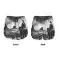 thumbnail image 3 of Cauagu 60s Black White Western Cowboy Print Women's 2 in 1 Running Shorts Athletic Workout Gym Yoga Shorts Running Shorts for Women-Large, 3 of 7