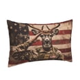 thumbnail image 2 of Binfone Patriotic Deer Soldier Salute Standard Size Pillowcase, Long Staple Pure Cotton Envelope Closure Pillow Cover (Pillow core not included),20"x30", 2 of 7