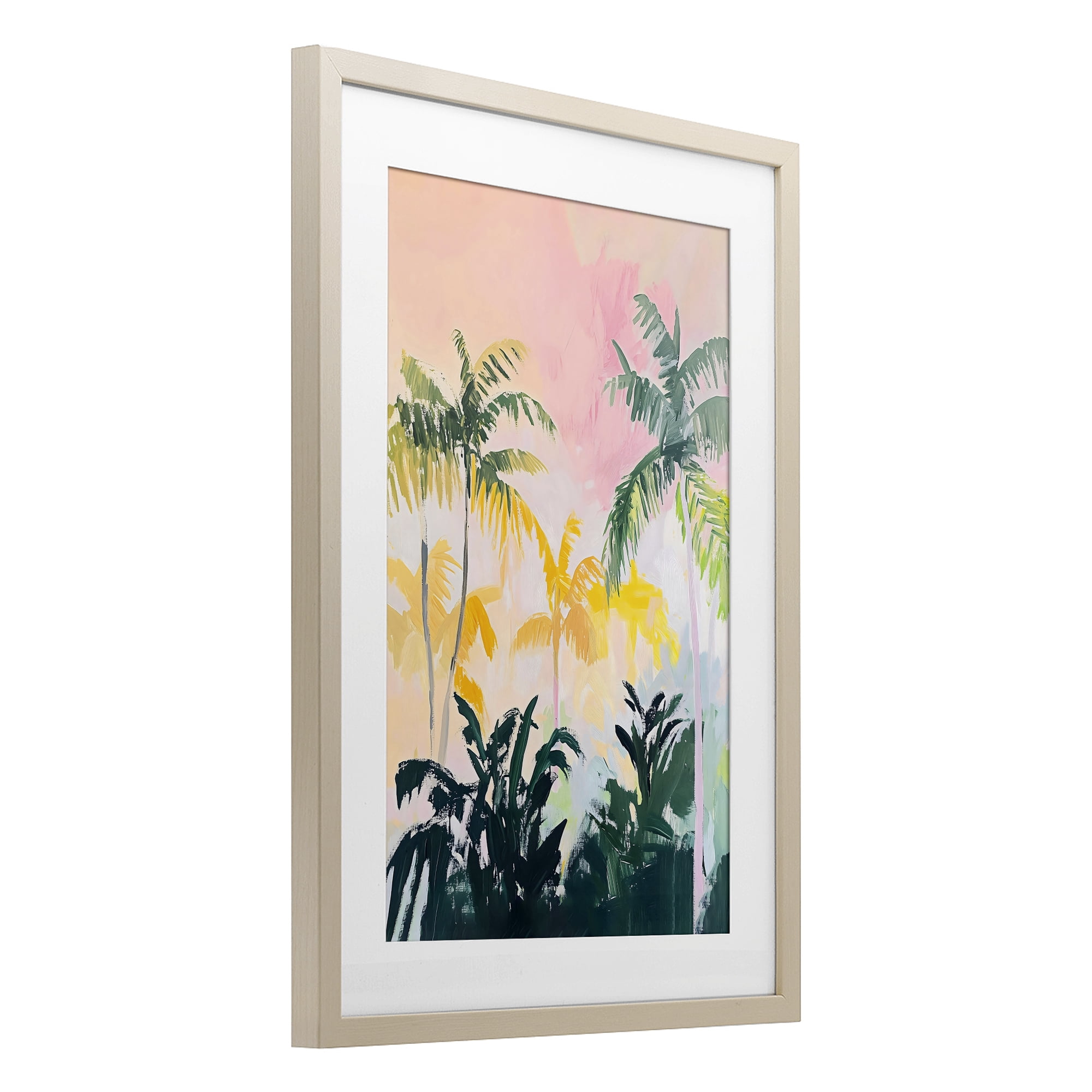 Stupell Industries Pastel Palms in Morning Glow Birch Framed Print Under Glass, design by The Prints Vibe
