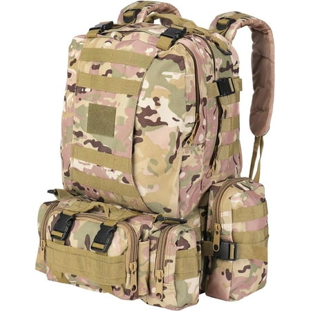 CJC Outdoor Backpack Large Capacity Assault Pack Multifunctional Detachable Climbing Bag Travel Backpack for Outdoor Hiking Camping Hunting 55L